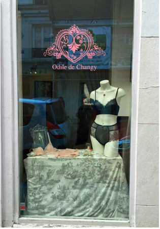 Underwear Corset at the Shop Window. Underwear in Shop Display